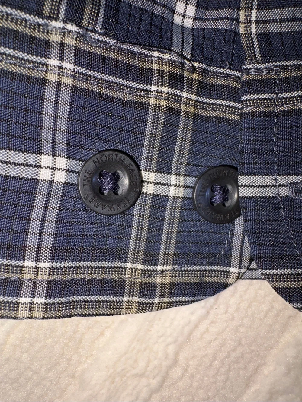 The North Face Navy and White Plaid Button-Down Shirt